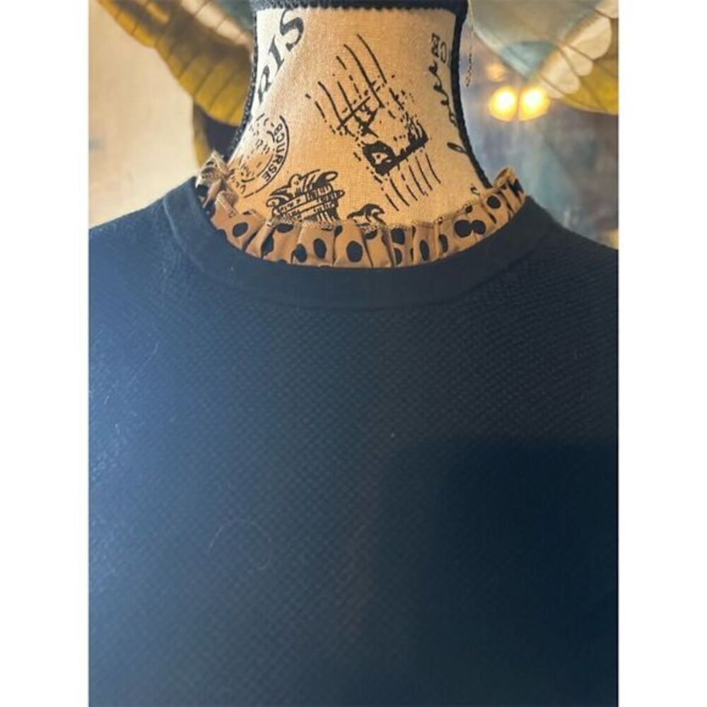 J. Crew Women's M Black Long Sleeve Pullover Leopard Print Accents